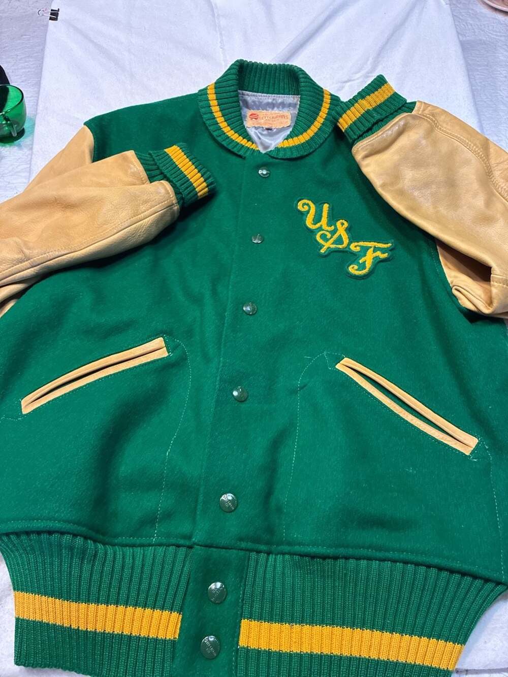 VTG Whiting Letterman's Award Varsity Jacket Green Gold Size 44